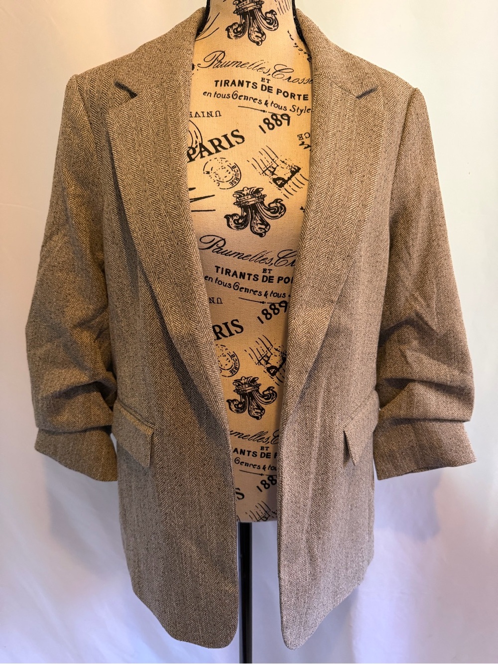 H&M Taupe Herringbone Blazer